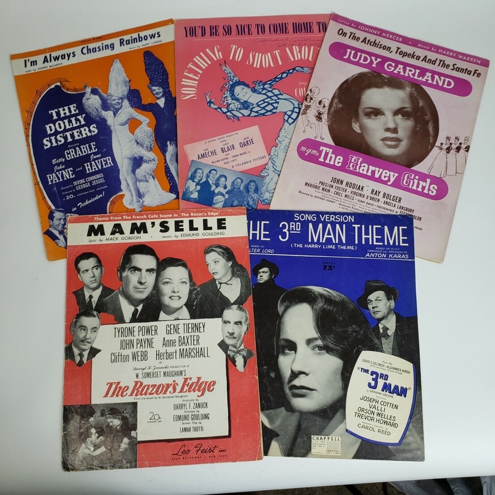 Vintage 1940s 1950s Sheet Music Musicals Judy Garland Cole Porter Film Noir